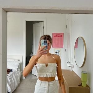 Princess Polly White Embroidered Crop Top